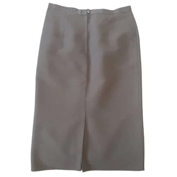 Vintage Handmade Black Pencil Skirt Midi 33 Inch Length Lined Wool Fitted - Picture 3 of 11